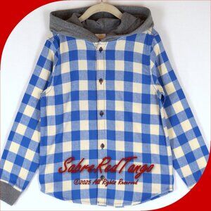 NWT Hanna Andersson Hooded Flannel Jacket French Blue Rutabaga 120 6 7
